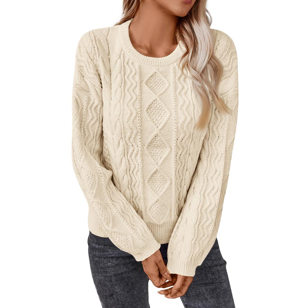 Женские вязаные свитера с круглым вырезом и длинным рукавом, свободный свитер, винтажный трикотаж на осень-зиму