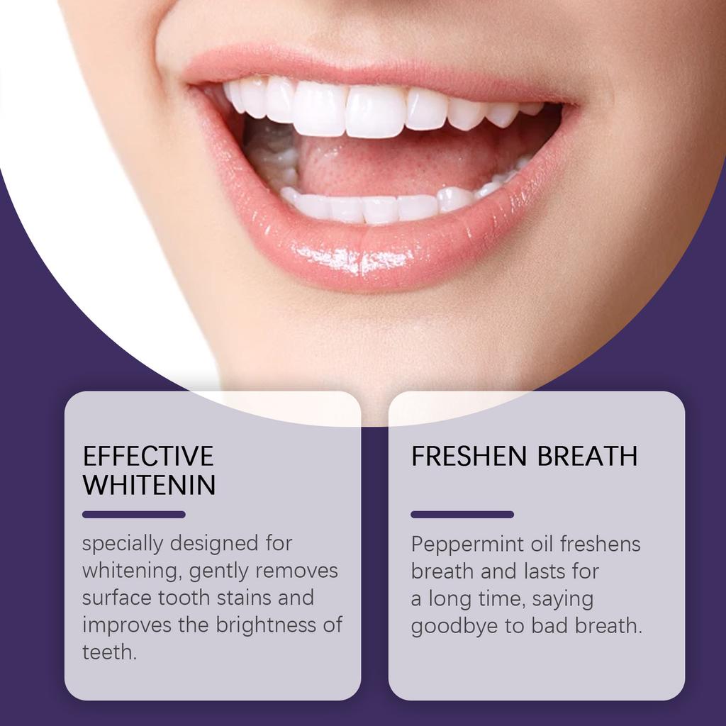 Фиолетовая отбеливающая зубная паста корректор цвета способствует здоровью полости рта мята удаляет желтые пятна зубная паста для осветления зубов