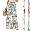 Женские брюки с принтом и широкими штанинами, с карманами, с высокой талией, на кулиске, свободные, повседневные