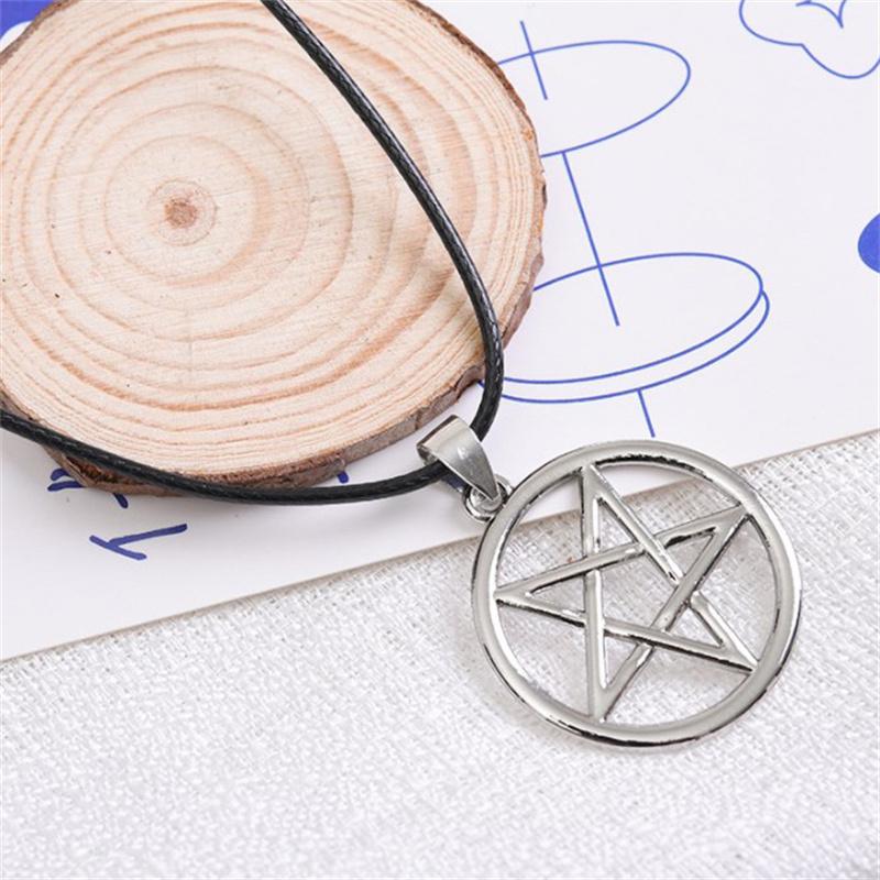 Black Butler Necklace Pentacle Pentagram Pendant Lucifer Satan Logo Sign Supernatural Jewelry For Men Women