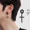 Unisex Titanium Steel Cross Earrings & Ear Cuffs Set