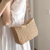 Summer Straw Chain Shoulder Beach Bag for Women Handbag Rattan Hobo Bag Causal Woven Basket Underarm Bag Female Clutch Purse