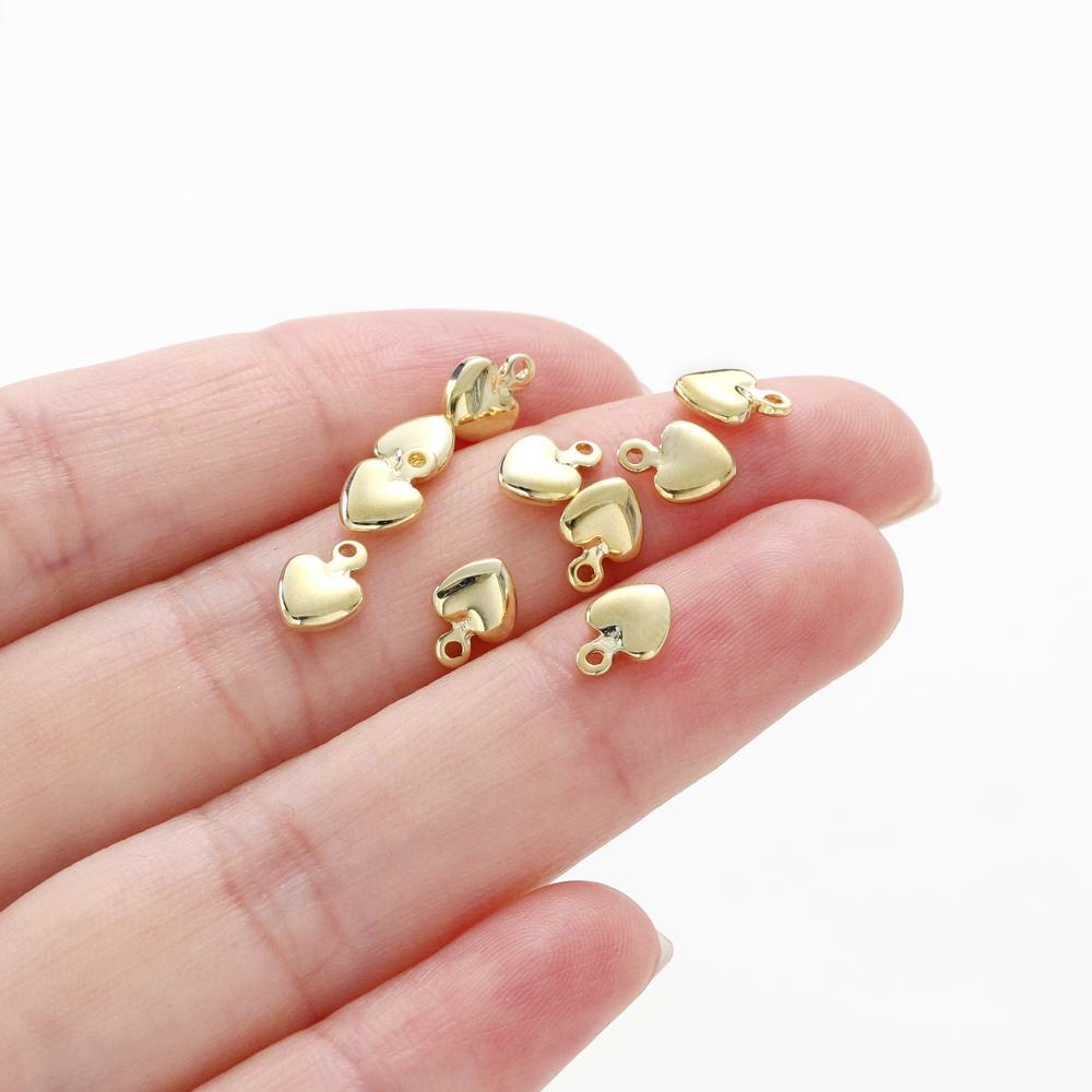 20 шт. Латунные мини-подвески в форме сердца, покрытые золотом 14K 18K, для изготовления ювелирных изделий, ручной работы, DIY, подвески для сережек, фурнитура, компоненты
