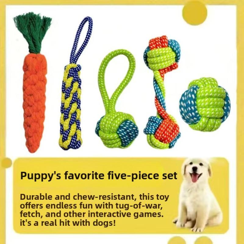 Dog Teething and Biting Cotton Rope Toys, Small and Medium-sized Dog Toys, Knot Toys, Frisbee Sets, Pet Supplies