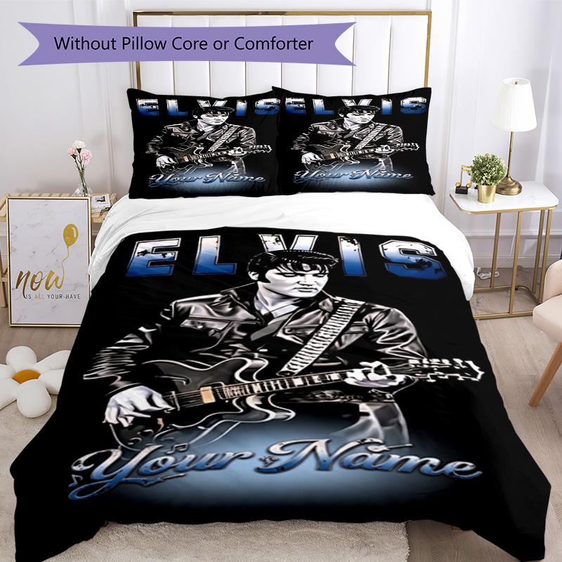 Elvis Presley Customize Your Name Custom Bedding Suitable for Living Rooms Breathable Duvet Cover Custom Room Decor Best for Christmas