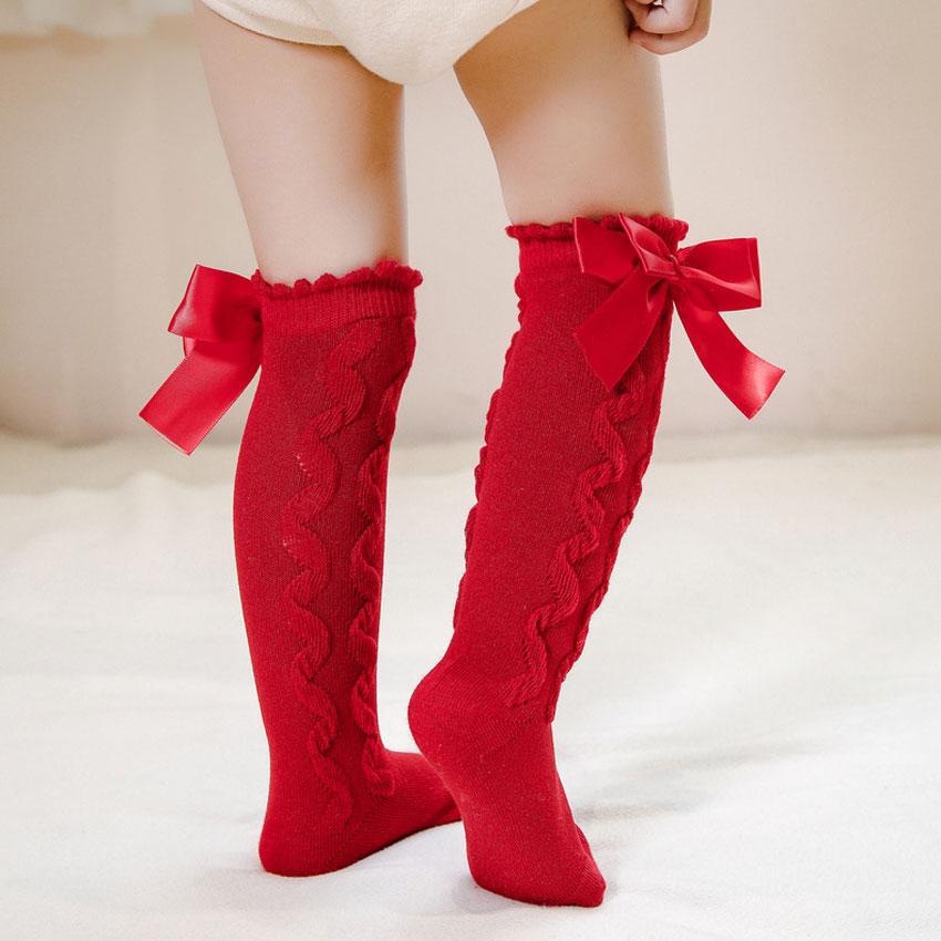 Детские носки, милые носки с бантом в стиле Лолиты, белые носки для новорожденных девочек и мальчиков