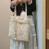 Harajuku Beige Canvas Shoulder Bags Women Vintage Lace Large Capcity Tote Bag Purse Female Versatile Casual Handbag