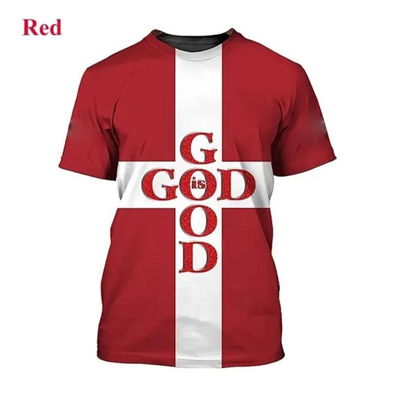 Summer Round Neck 3D Jesus Pattern Print Top Fashionable Casual Short Sleeved Men's T-shirts