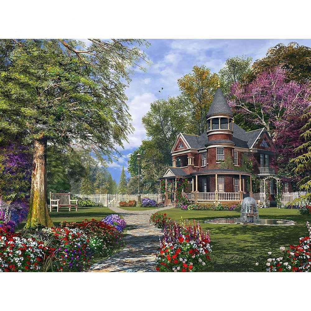 5d Diamond Painting Cross Stitch Scenery Full Round Deads Diamond Embroidery Painting Dream House