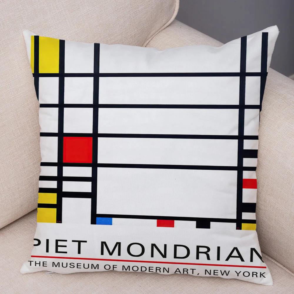 Piet Mondrian Geometric Line Color Block Pillowcase Soft Plush Throw Cushion Cover Decor Nordic Style Pillow Case for Sofa Home