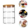 Бамбуковая крышка Штабелируемые чайные банки Прочный герметичный контейнер для закусок Прозрачный стеклянный контейнер Конфеты