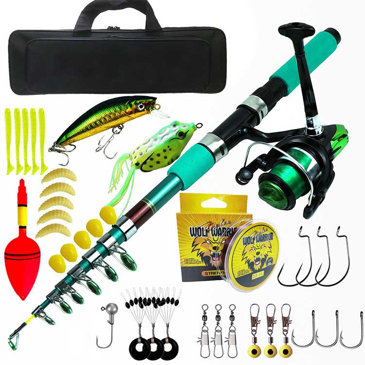 Portable Travel Kit Spinning Reel Freshman Travel Fishing Rod and Reel Combo Set with Bait Accessory Box
