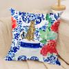 Monkey in chinoiserie garden Cushion Cover Soft Plush Fabric DoubleSided Printed Cushion Covers for All Seasons Home Decor