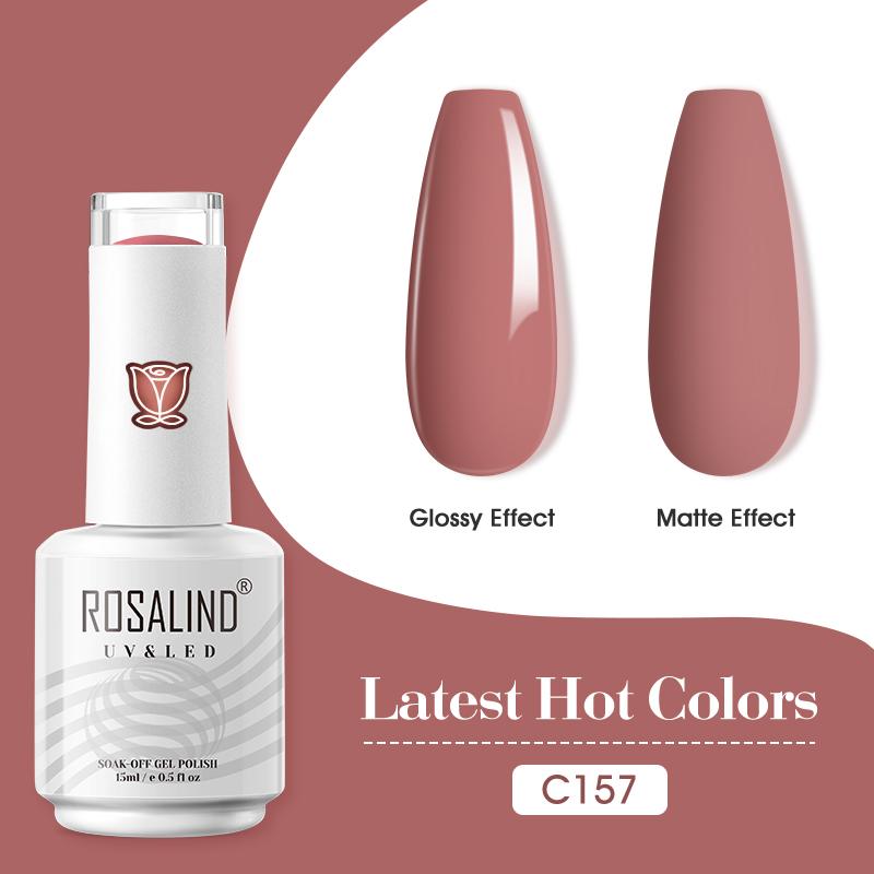 ROSALIND 15ml Shiny Stylish Gel Nail Polish Soak Off Pure Color LED/UV Lamp Nail Gel Bright For Nail Art Design 40 Colors
