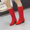 Large Size 43 Mid-calf Boots Women Autumn Faux Suede Buckle Fashion  High Heel Boots Woman Shoes Winter Zapatos De Mujer