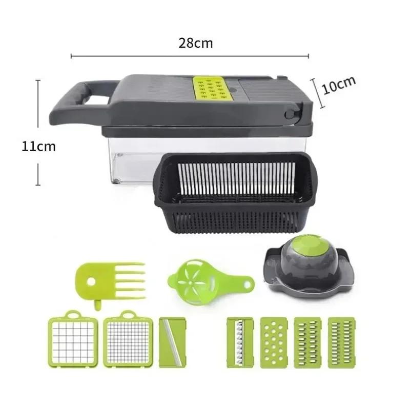 Hot 14/16 In 1 Multifunctional Vegetable Chopper Slicer Shredder with Basket Fruit Slicer Potato Shredder Carrot Grind Gadgets