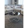 Журнальный столик Planet Серебряный цвет Металлическая ножка Черный мраморный узор Небьющееся стекло