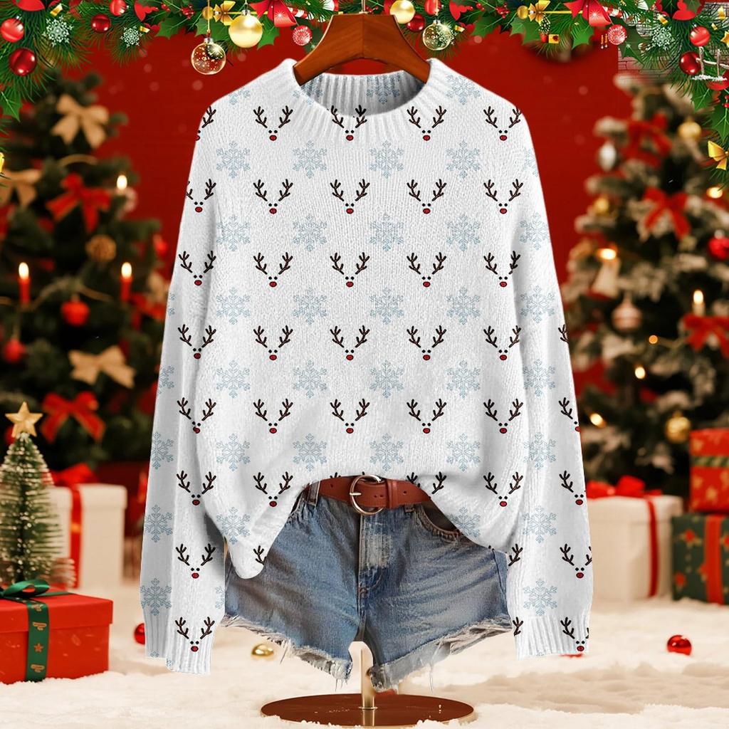 Women's Fashion Christmas Print Stylish Elegant Long Sleeve Top