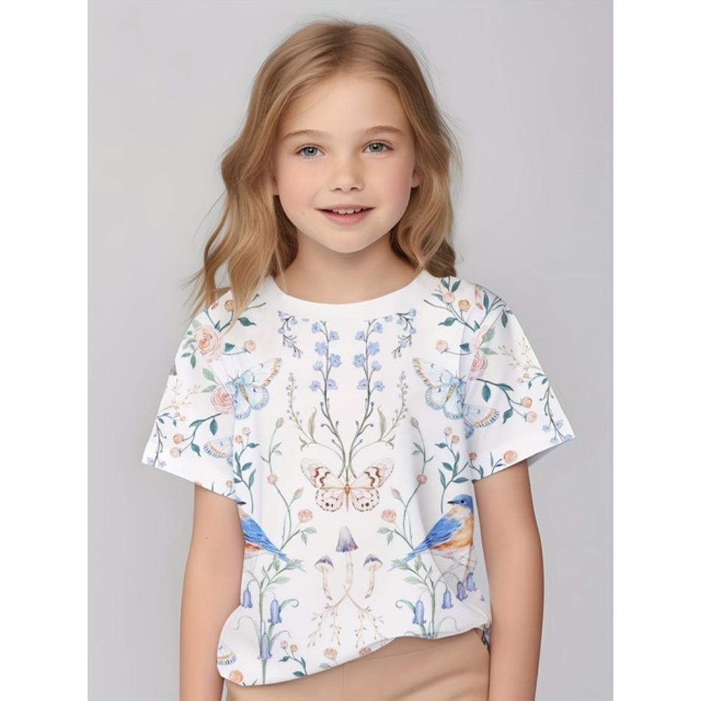 Детская одежда Футболки для девочек Детские футболки с коротким рукавом Милый узор с принтом Повседневная одежда для девочек Детская летняя одежда Топы