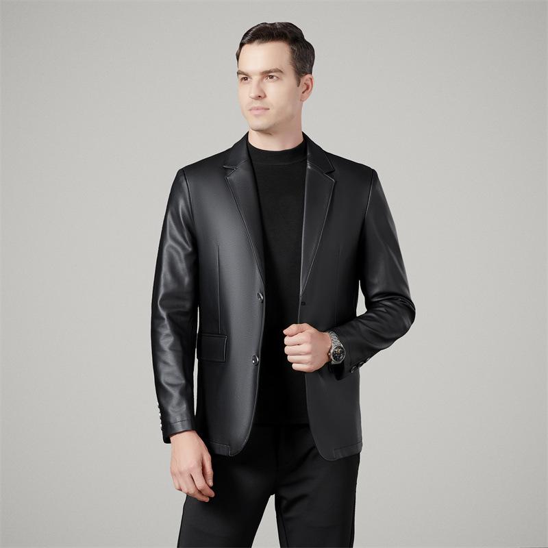 Молодежь и средний возраст кожаный костюм мужской из натуральной кожи овчина новая кожаная куртка повседневный одинарный кожаный костюм куртка