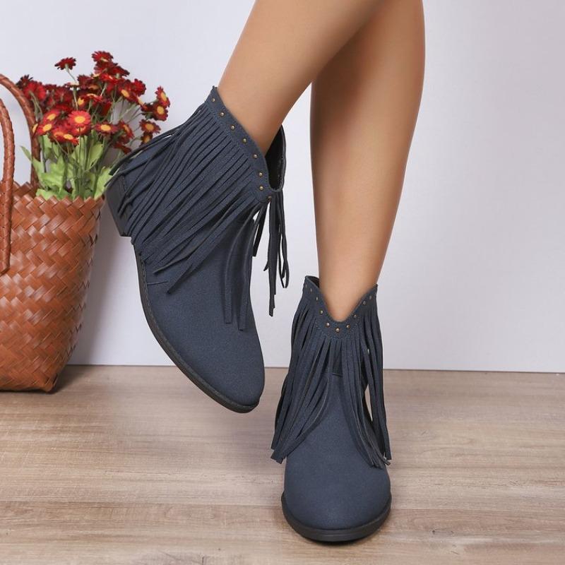 Женские новые винтажные ботильоны из нубука Женские остроносые Doc Martens Большого размера с кисточками и шипами Ботинки в стиле вестерн ковбойские