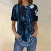 Short Sleeve Womens Tops Summer T-Shirts Floral Print V Neck Casual Basic Tee Button Shirts Tunic Tops
