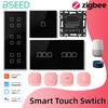 BSEED Zigbee Сенсорный выключатель Стекло 1/2/3/4 модуля Умный настенный выключатель Светодиодная подсветка Управление через сенсорный экран Aleax Приложение Smart Life Серия E