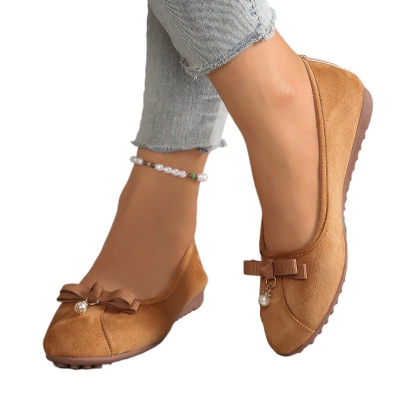 Мода 2025 Мода Женская обувь Неглубокие Женские балетки Новые Бусины на шнурке Повседневные Большого размера Легкая Мягкая подошва Удобные Балетки Низкий каблук