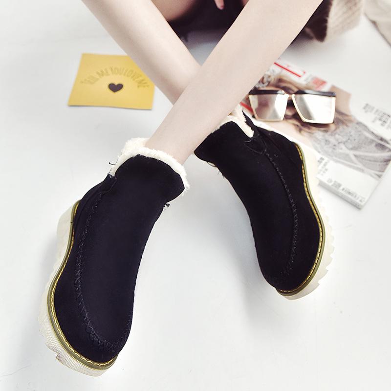 Warm Fur Women Snow Boots Flat Platform Winter Shoes Flock Ankle Boots Female Fashion Non-Slip Basic Snow Casual Shoes 258