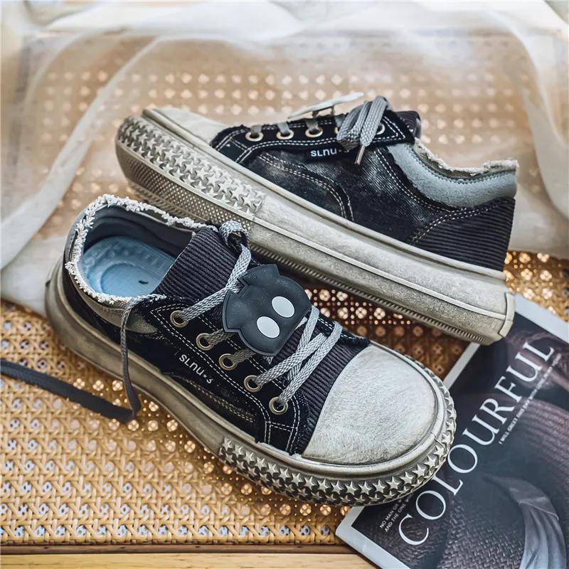 Мужские повседневные винтажные мужские парусиновые туфли 2024 года, новые классические и популярные мужские туфли для скейтбординга с толстой подошвой и большим протектором, размеры 39-44