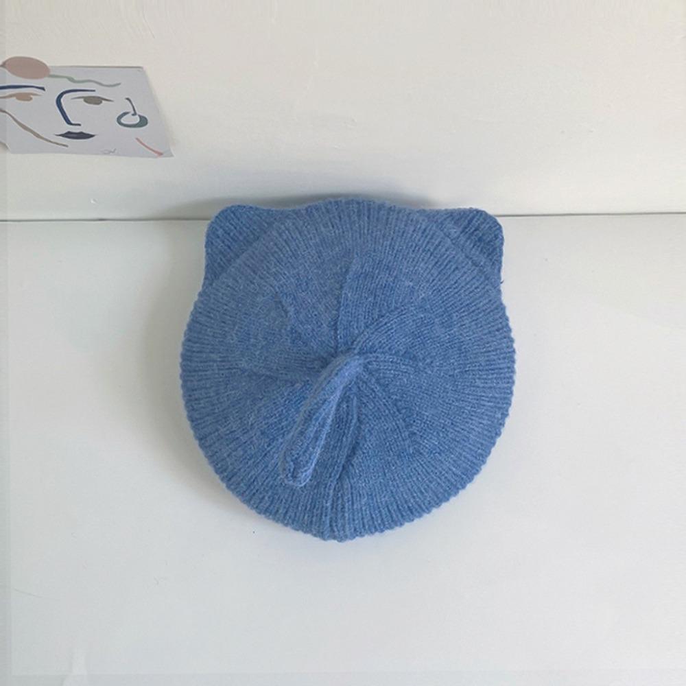 Однотонная шапка-бини, шерстяная шапка-колпачок, симпатичная вязаная крючком детская шапочка