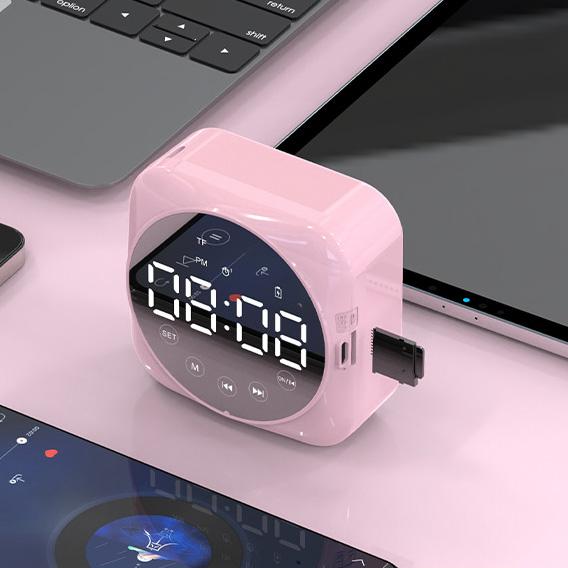 Настольные часы Bluetooth Беспроводное аудио Мини-светодиодное зеркало Цифровой будильник Температура выходного дня Дисплей Настольные часы