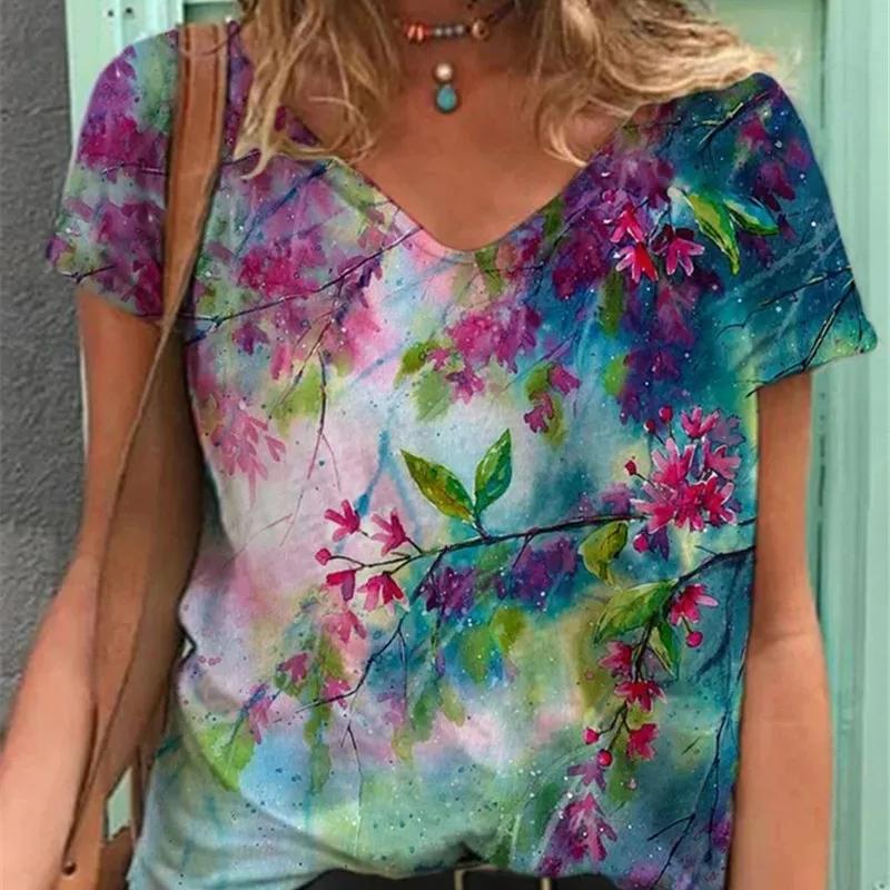 Женская рубашка в стиле ретро с 3d текстурным принтом и короткими рукавами, модная универсальная футболка, уличная индивидуальная трендовая одежда, топы