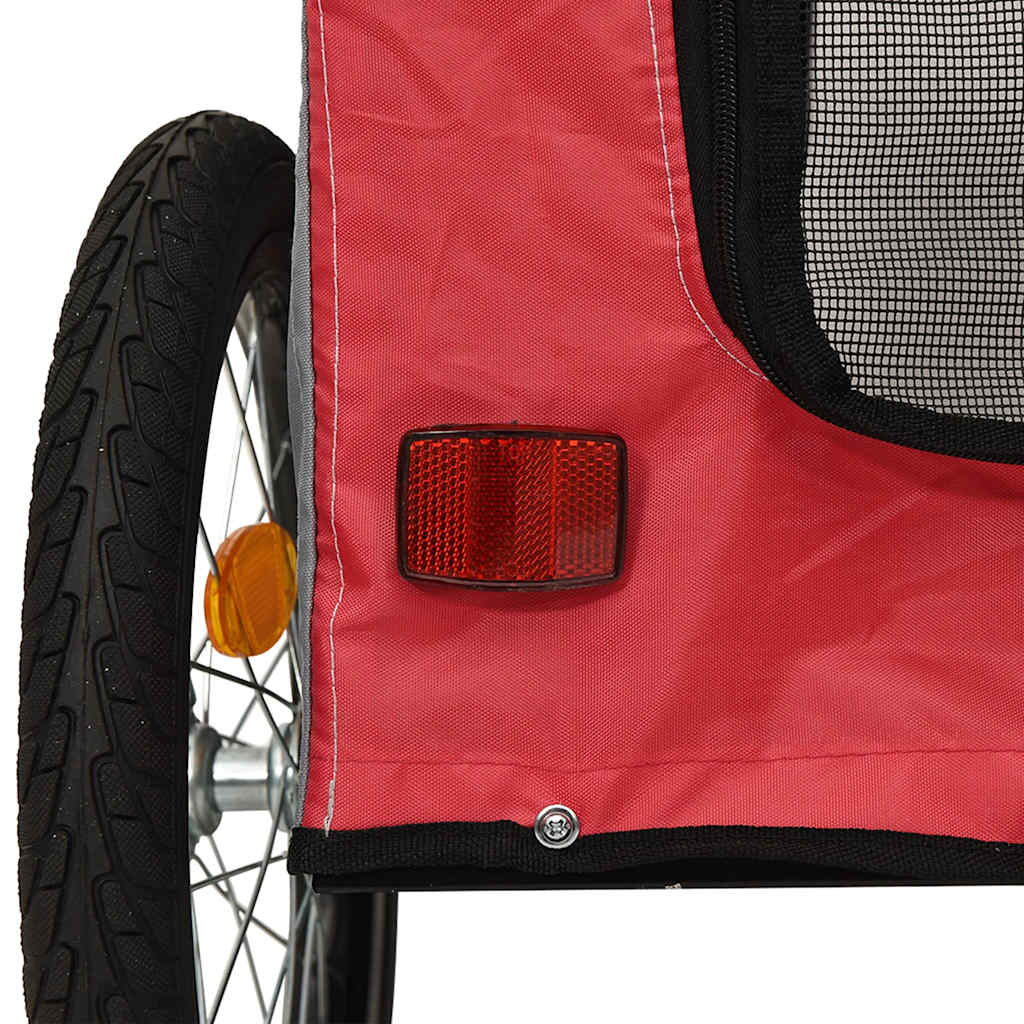 Bicycle Trailer for Dogs Red and Gray Oxford Fabric and Iron