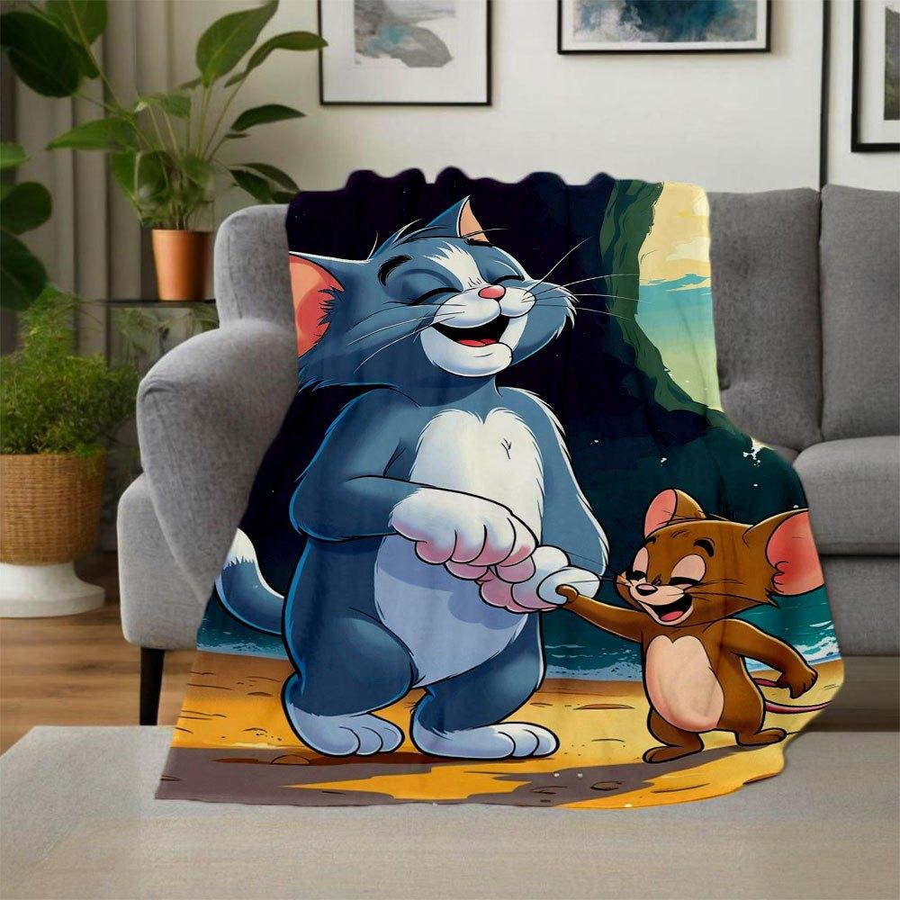 "Tom & Jerry Adventure: Classic Cartoon Characters Phone Case Cover"Blanket Flannel Throw Blanket for Sofa, Bed, Travel, Camping, Office