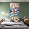Weouio Lord Shiva Statue Hindu God Posters Canvas Wall Art, Suitable for Living Room Bedroom Study Office Cafe Pub Etc, Perfect Holiday Gift and Home
