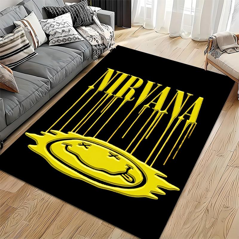 Nirvana Smiley Face Carpet Design suitable as a non-slip mat for the living room or bedroom sofa
