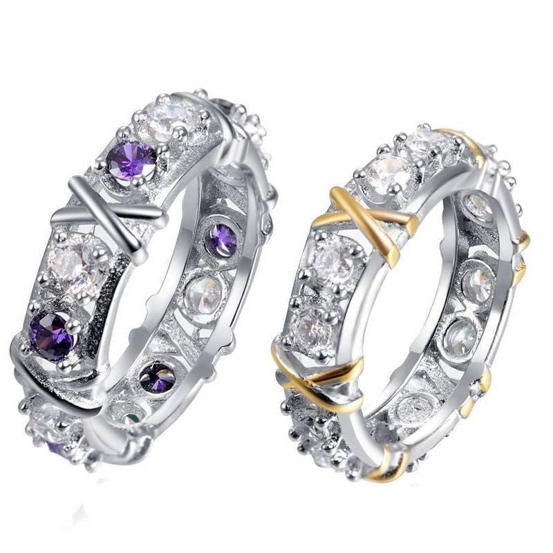 Элегантное геометрическое двухцветное кольцо с кубическим цирконием для женщин, позолоченная модная бижутерия