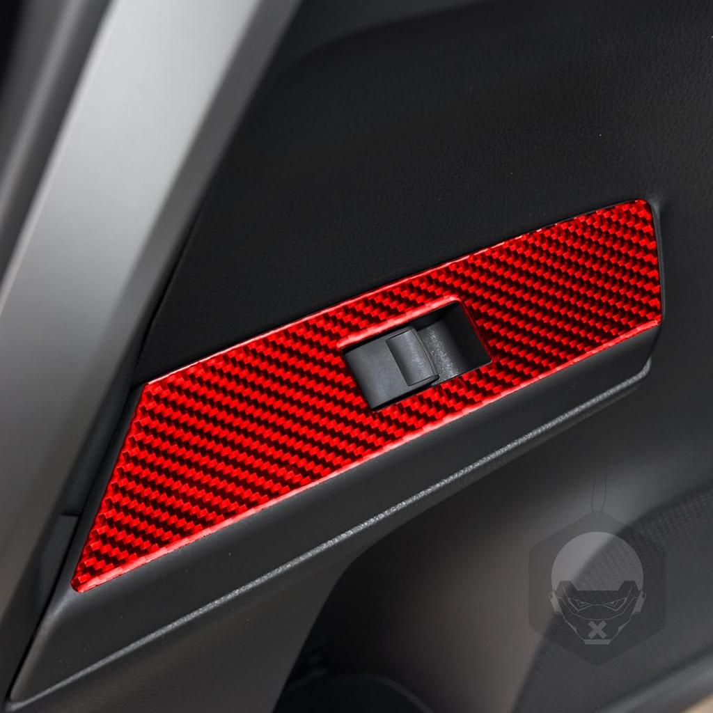 for Toyota RAV4 2013-2018 Accessories Window Switch Panel Red | Real Carbon Fiber, for Toyota RAV4 2013 2014 2015 2016 2017 2018, Interior Trim