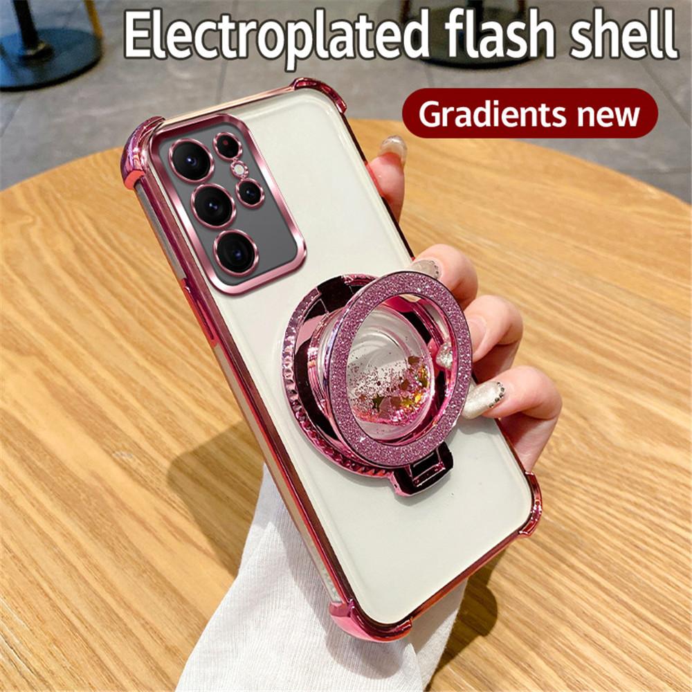 Чехол для телефона с магнитной подставкой с блестками-зыбучими песками для Samsung Galaxy S24 S23 S22 Plus Ultra S20FE S21FE Note 20 Ultra Противоударный чехол