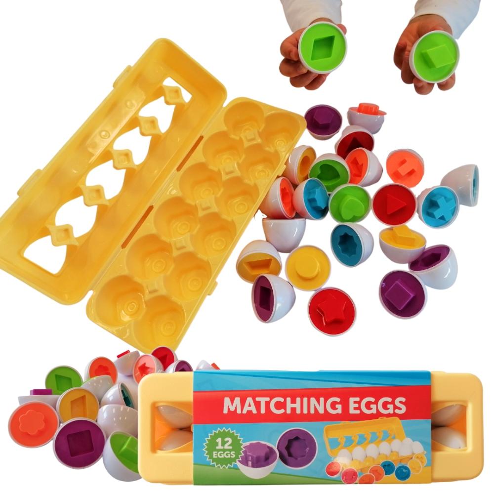 Jajka Edukacja Układanka Sorter Dopasuj Kształt I Kolor Montessori