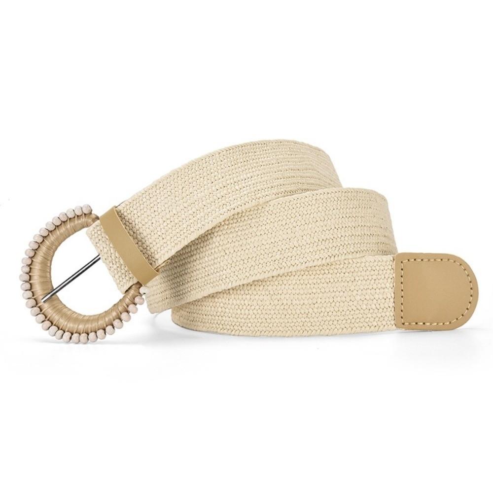 Bohemian Style Braided Elastic Belt Retro Straw Woven Belt Fashion Beach Play Belt for Women