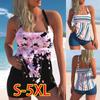 Women Sexy Swimsuit Striped Printed Two Pieces Tankini Female Summer Monokini Swimwear Bathing Suit Plus Size Beachwear New