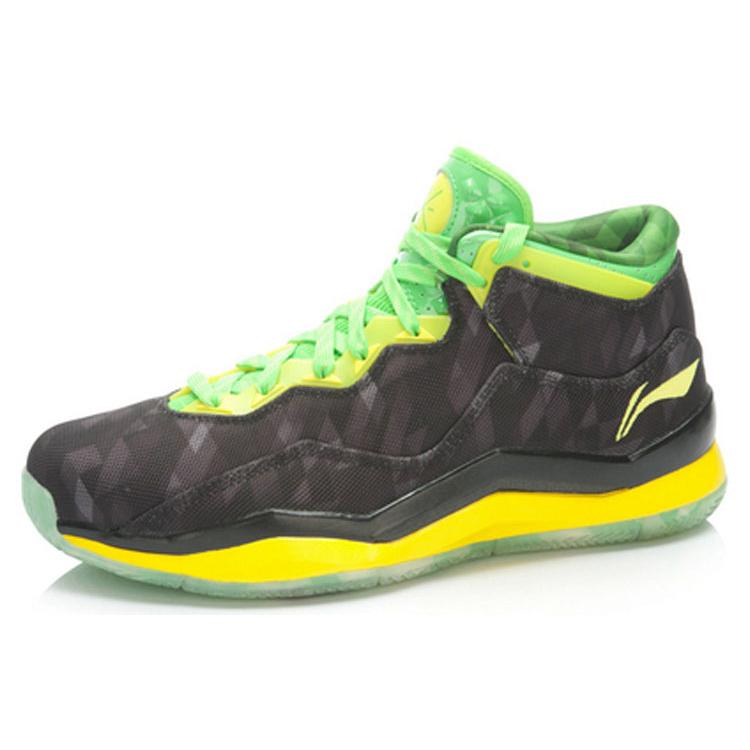 Li Ning WOW 3 Амортизирующие, износостойкие кроссовки для баскетбола средней высоты Мужские Черный Зеленый Желтый ABAJ013-20