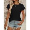 Женская летняя футболка нового стиля с круглым вырезом, однотонная, с короткими рукавами, с вырезом сверху