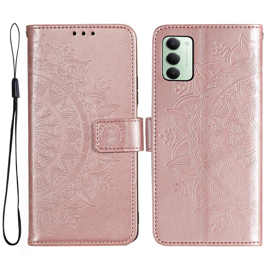 For Xiaomi Redmi 15 5G (EU) (171mm)/4G (EU) (171mm) Stand Case Imprinted Totem PU Leather Wallet Phone Cover with Wrist Strap