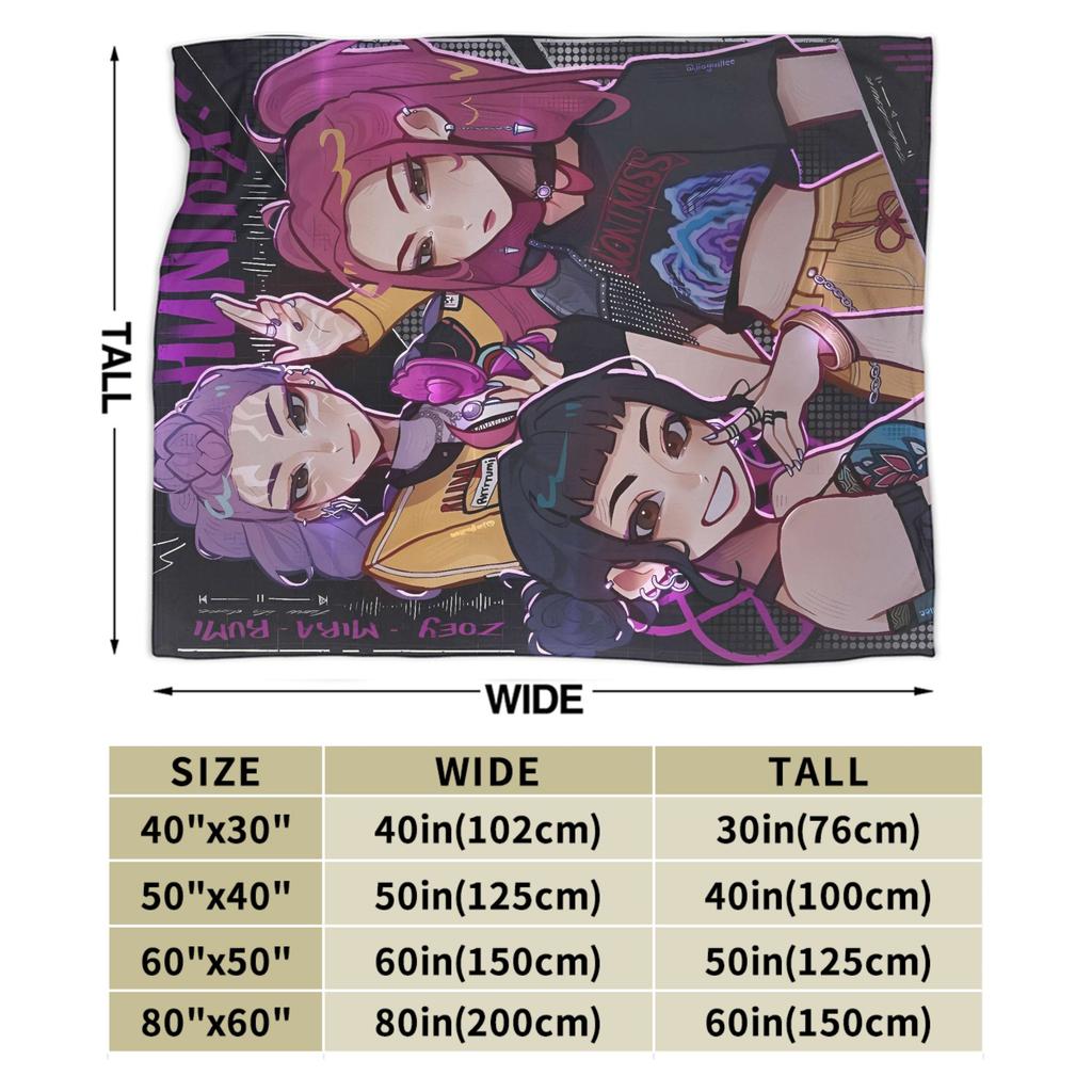 KPop Demon Hunters Korean Girls Plush Blanket Kids Flannel Throw Blanket For Bedroom Super Soft Custom Quality Bedspread
