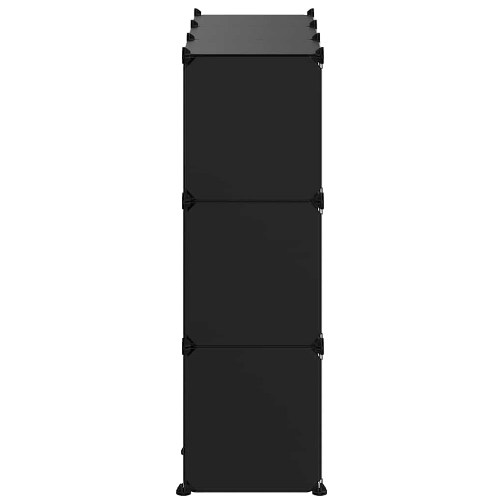 Shelving System with 9 Cubes and Doors Black PP