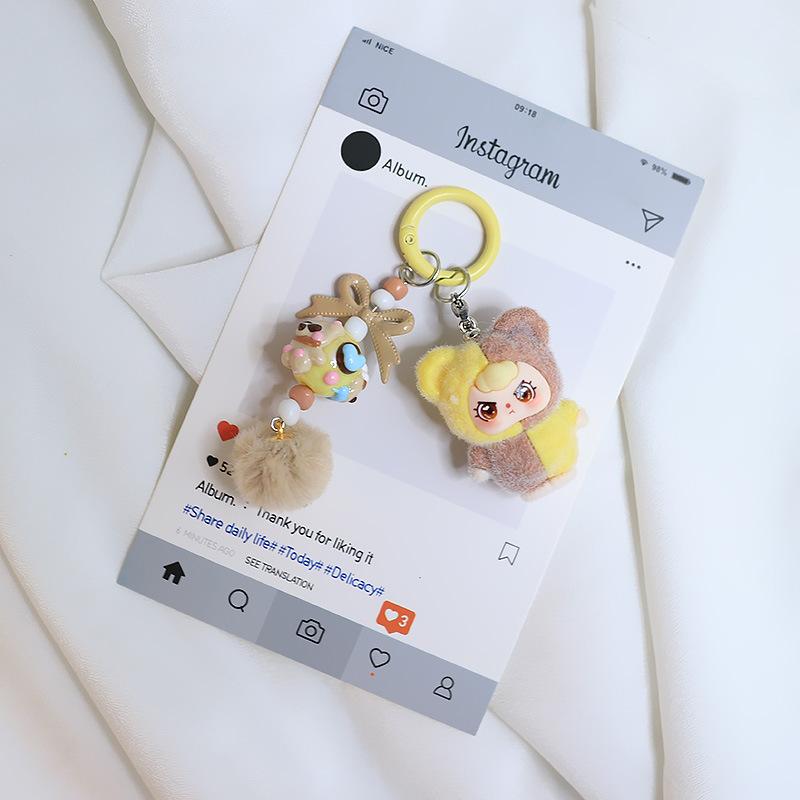 Mini Doll Keychain Cartoon Cute Three-Dimensional Doll Pendant Backpack Decoration Accessories Car Key Ring Gifts