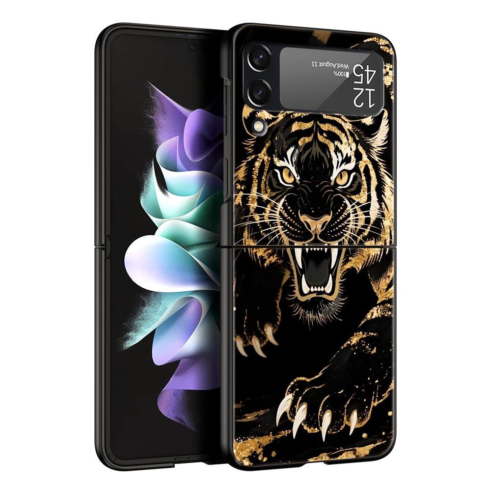 Крутой чехол с изображением животного Тигра Льва для Samsung Galaxy Z Flip3 Flip4 Flip5 Чехол-оболочка для Z Flip 3 4 5 6 7 Жесткая складная крышка